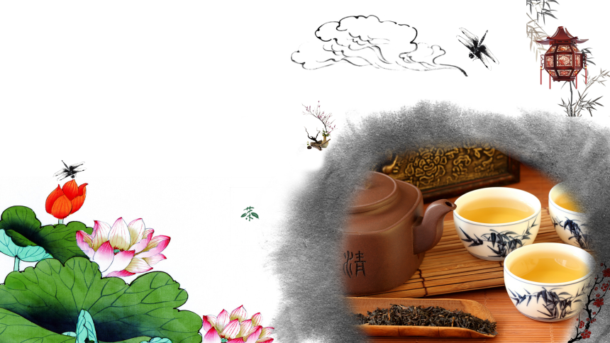中国风荷花茶文化茶道宣传海报背景素材