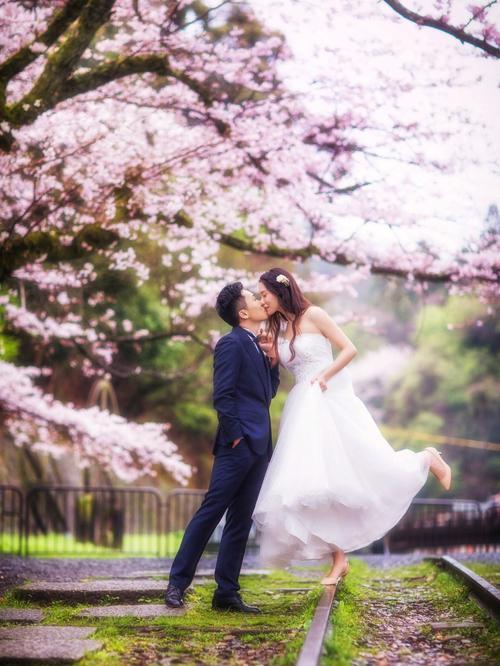 四月和爱的人拍一组樱花婚纱照吧
