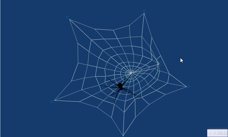 基于canvas酷炫3d动态蜘蛛爬行蜘蛛网动画特效
