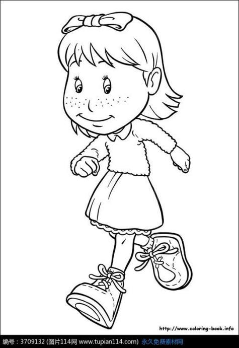 走着路的小女孩简笔画