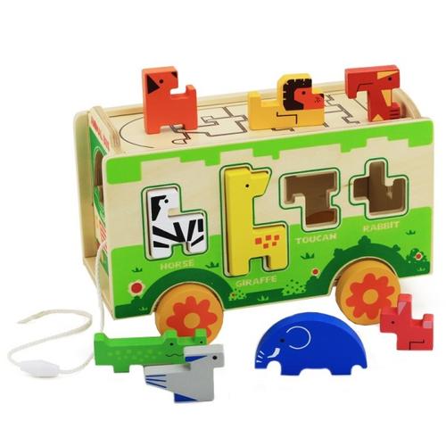 木玩世家 积木拼插玩具 动物巴士bh3210
