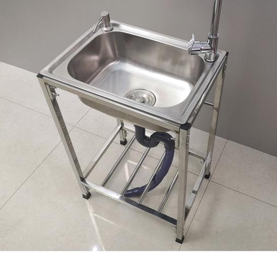 厨房不槽钢水支单槽水池带架锈304洗碗洗菜盆简易架子出租房水槽