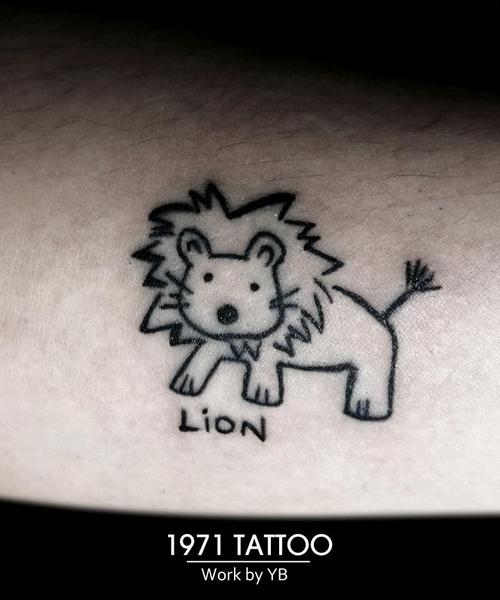 小狮子_纹身图案手稿图片_yb的纹身作品集
