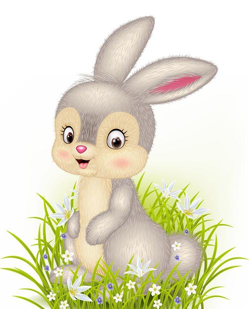 卡通兔子在草的背景