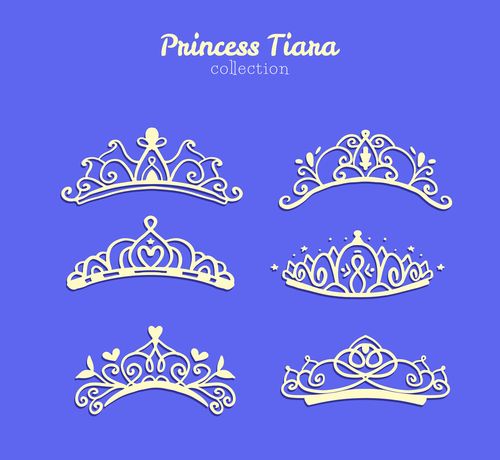 6款美丽公主王冠矢量素材