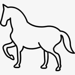 行走的马行走的马的轮廓一个正面的爪子举起图标高清图片