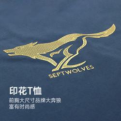 septwolves七匹狼22夏新款男t大logo图案印花上衣休闲短袖圆领男士t恤