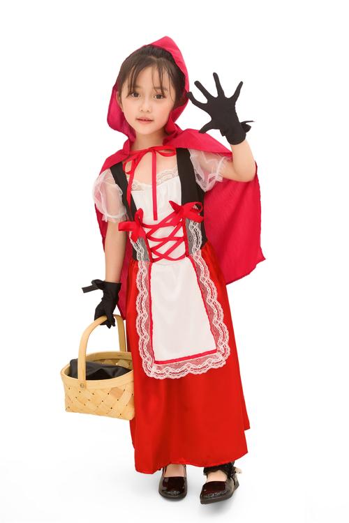 欧美万圣节服装 儿童角色扮演 角色扮演小红帽服 女孩舞台表演服