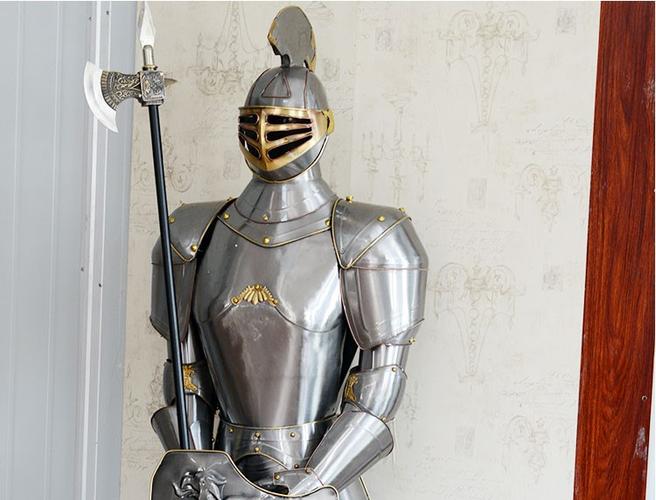 骑士铠甲盔甲 2米武士模型装饰品欧式轻奢软装大型落地摆件 2米银色