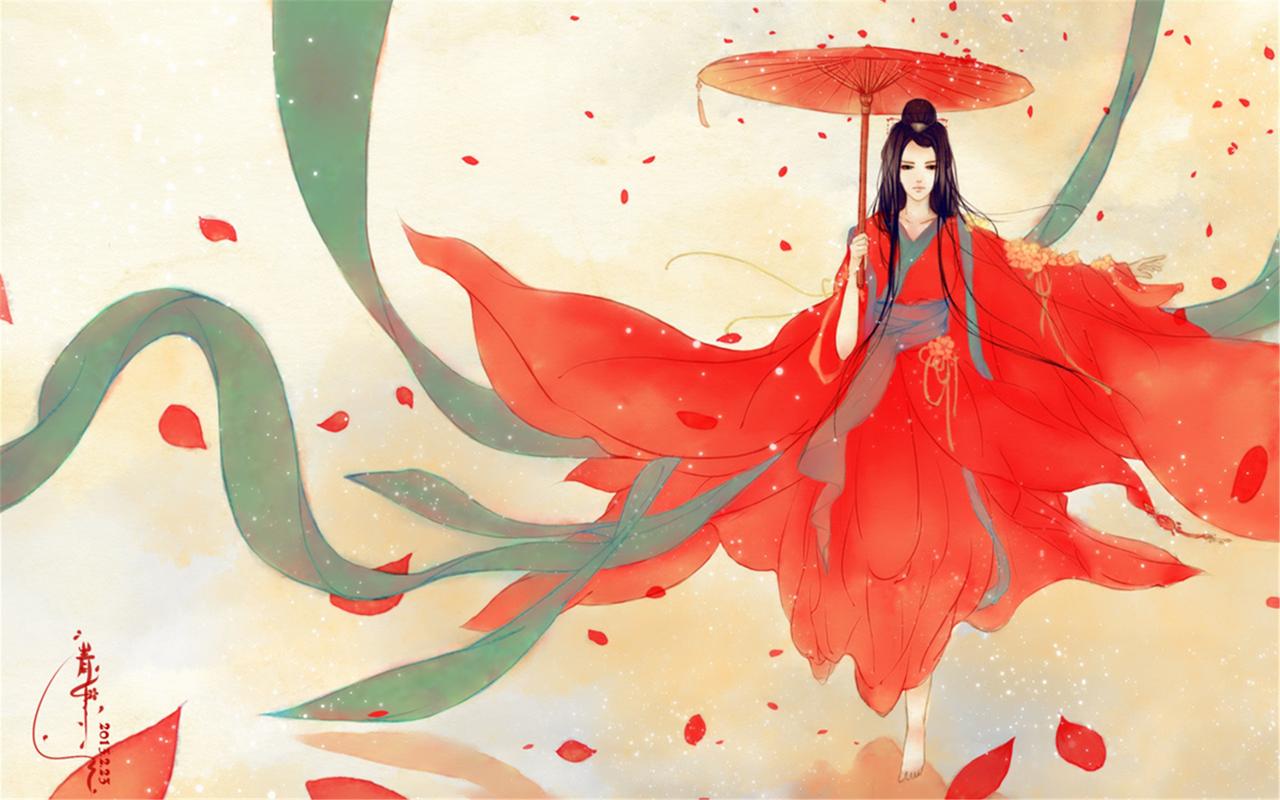 古典优雅中国风唯美古装美女高清手绘桌面壁纸(一)