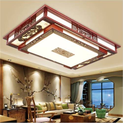 新中式古典木艺客厅灯吸顶灯长方形广东中山古镇灯具大全厂家直销