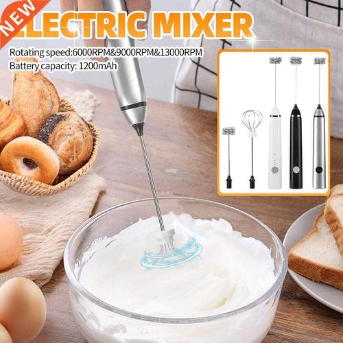rechargeable electric milk frother with 2 whisk adjustable b