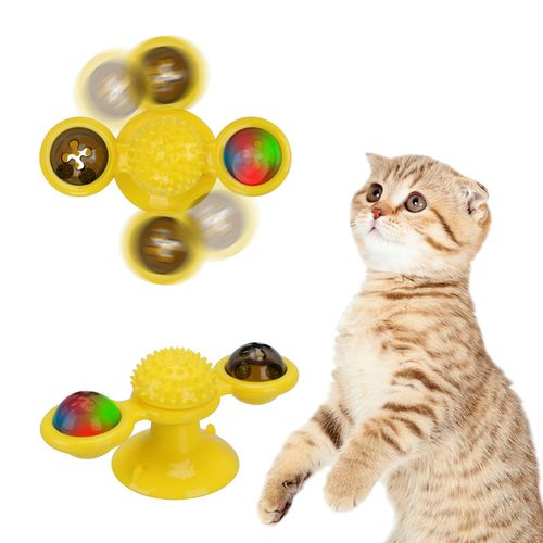 puzzle training whirling turntable with brush cat play game