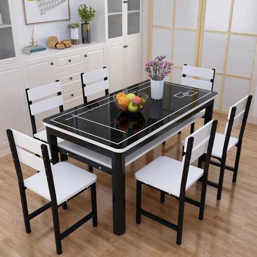 钢化玻璃双层餐桌组合小户型储物家用客厅吃饭桌子餐厅长方形桌子