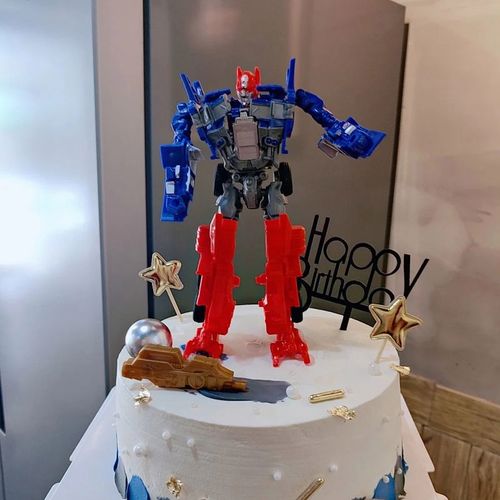 卡通生日蛋糕装饰摆件人形机甲变形金刚汽车机器人擎天战神男孩子