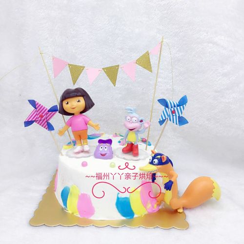 朵拉蛋糕摆件爱昌险的朵拉蛋糕装饰朵拉插牌公主插卡女宝甜品周岁
