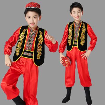 新疆维吾尔族民族服装男新疆舞蹈儿童演出服新疆少数民族表演服装回族