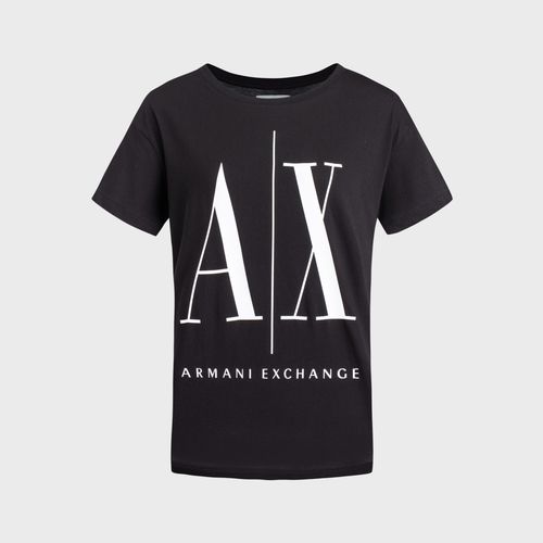 icon系列阿玛尼女士logo套头圆领轻薄t恤