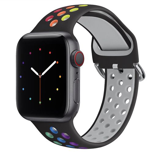 新款适用于苹果watch运动手表表带双色硅胶透气38/40/41/42/44/45通用