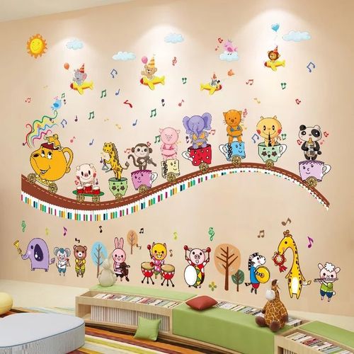 音符墙贴画卡通儿童房幼儿园音乐教室卧室墙壁装饰背景墙贴纸自粘