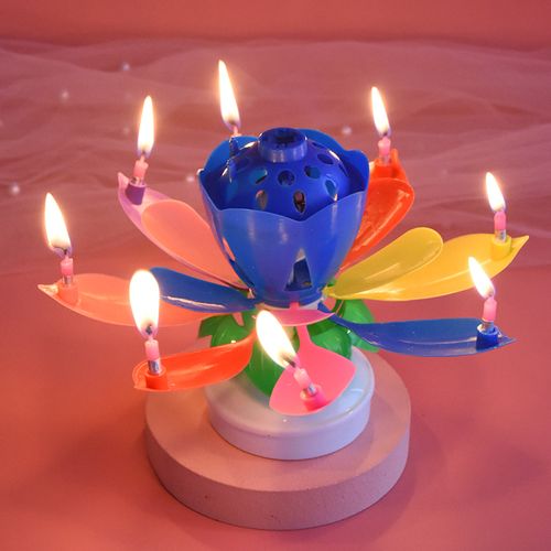 网红莲花音乐生日蜡烛儿童节创意旋转开花唱歌蜡烛