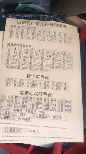 盲文学习卡片  汉语现在盲文符号对照表
