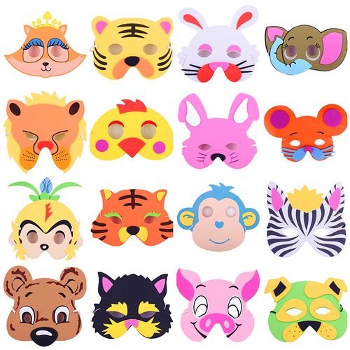1幼儿园eva卡通面具动物头饰亲子活动动物装扮老虎兔子猴子猫