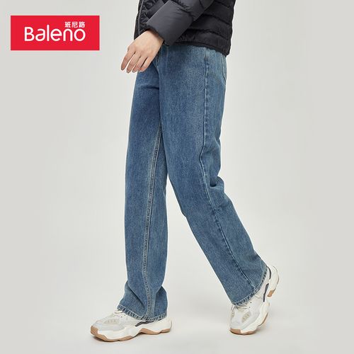 班尼路2022秋季新品女装复古个性做旧纯棉宽松牛仔裤