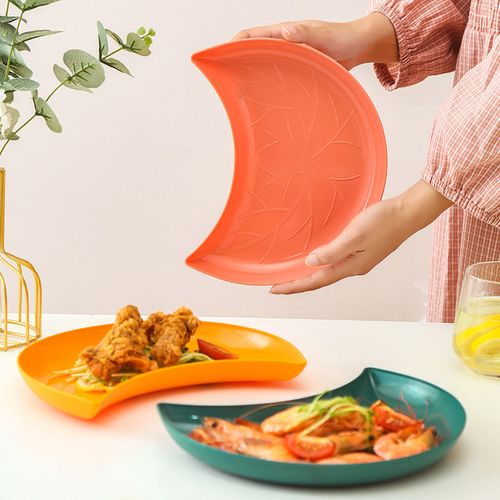 源头工厂 家用食品级塑料盘餐桌小吃盘水果干果碟创意果盘月牙盘