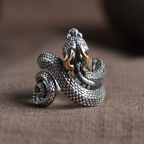 蛇戒指复古做旧925指环小众设计蛇戒子银饰生肖蛇男士款厂家批发