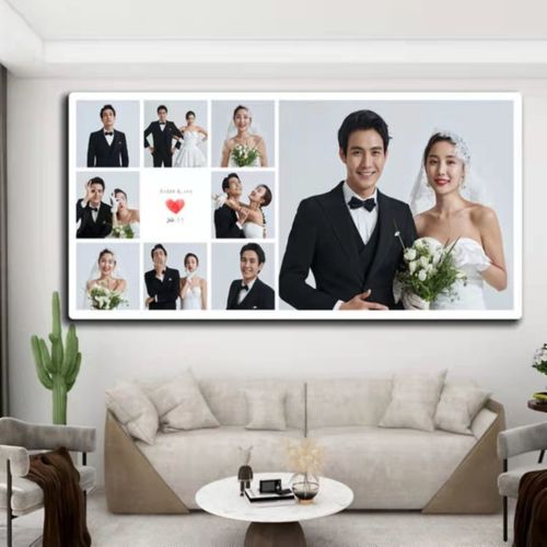 韩式水晶婚纱照放大挂墙客厅结婚照片墙大尺寸洗照片制作婚纱相框