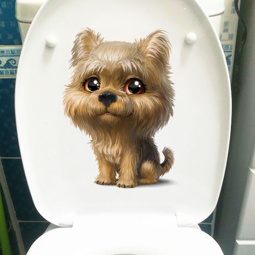 毛茸茸狗狗创意马桶盖贴纸可移除自粘防水贴画卫生间厕所装饰
