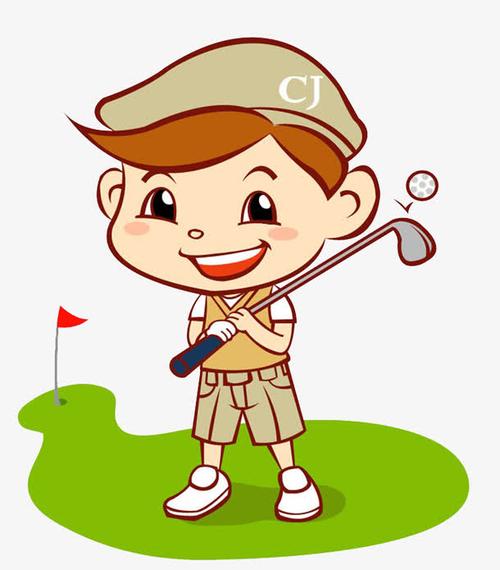 卡通男孩打高尔夫