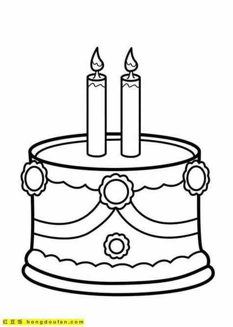 12张庆祝生日快乐的动物们卡通奶油蛋糕涂色图片-红豆饭小学生简笔画