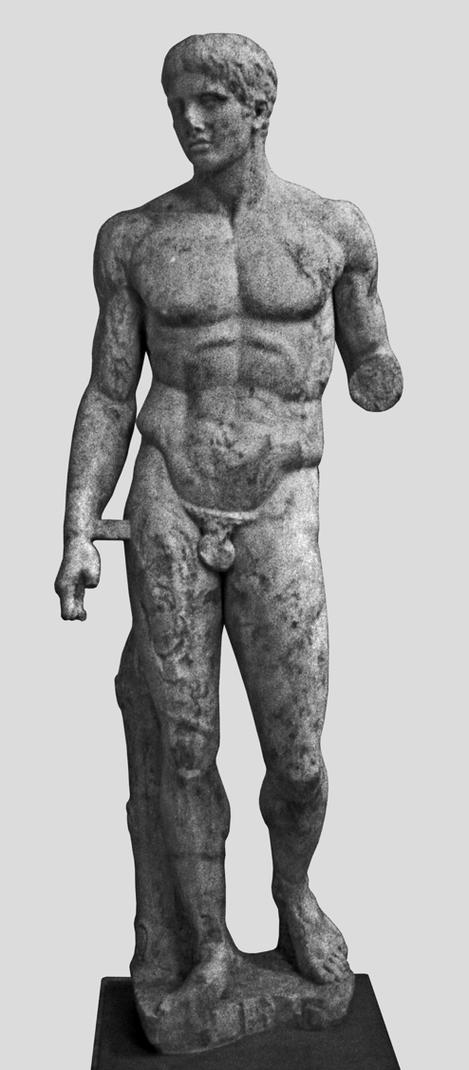 原作为青铜制,希腊雕塑家波利克里托斯创作于约公元前450-公元前440年