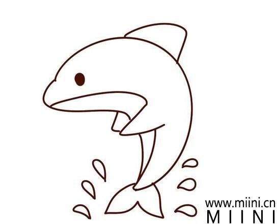 喜欢跃出水面的海豚简笔画步骤教程