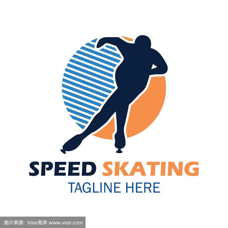 速度滑冰标志与文字空间为您的口号/标签线