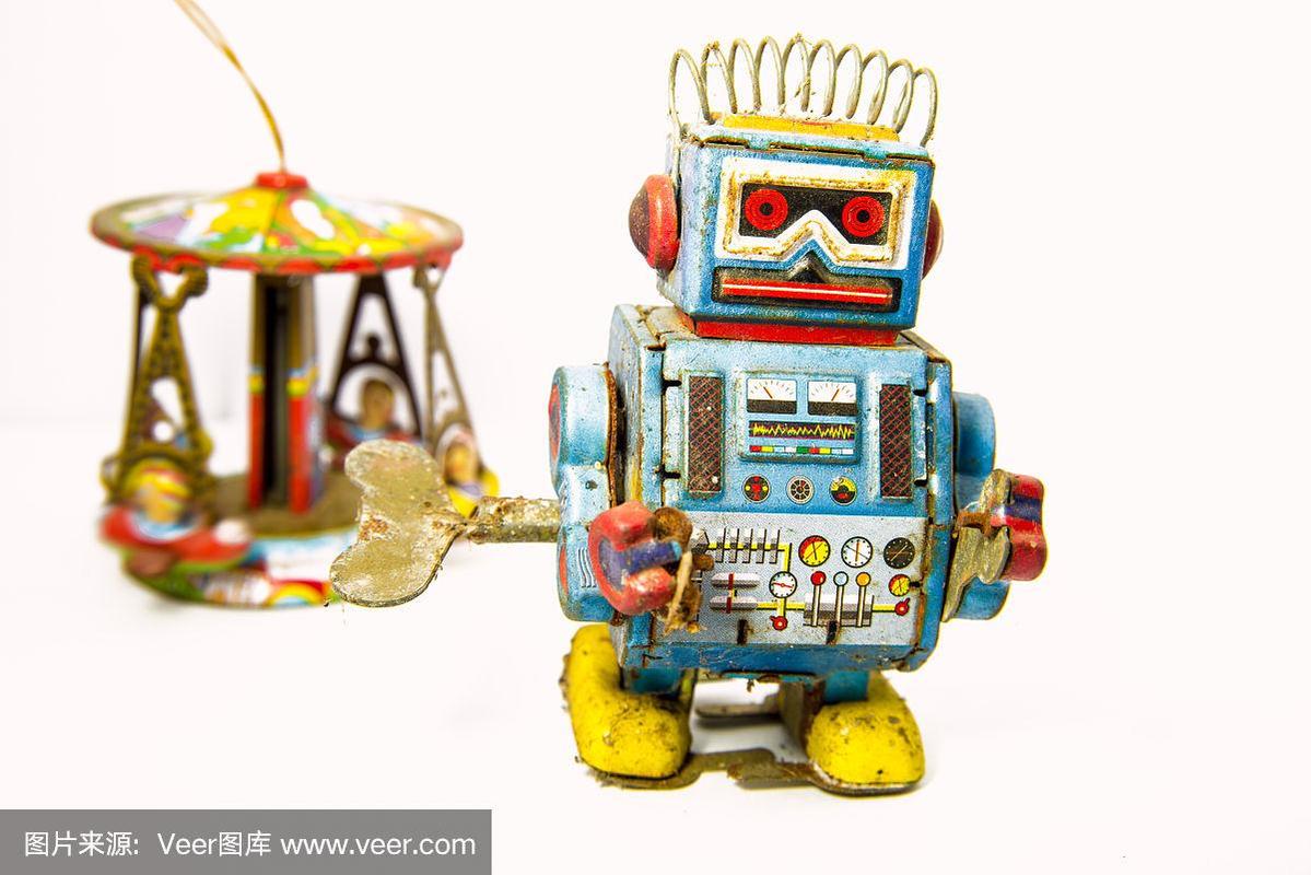 旧生锈的机器人玩具