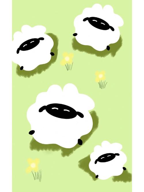 可爱小羊,咩咩咩#手机壁纸临摹来自@一只羊插画
