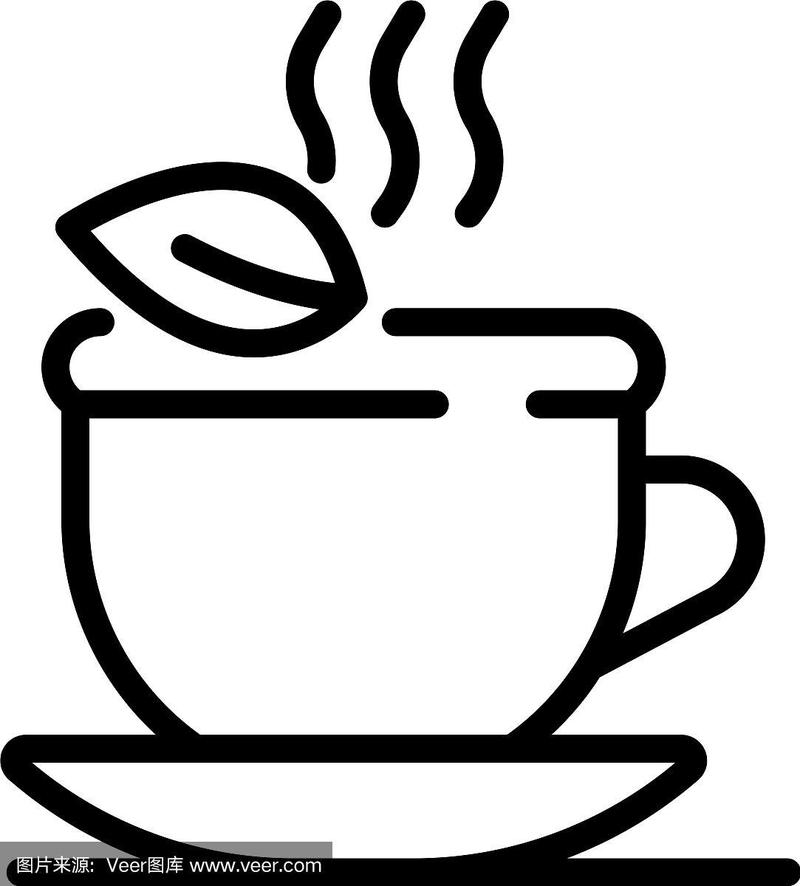 热凉茶杯图标轮廓风格