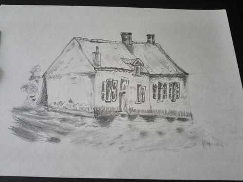 临摹梵高素描作品"房子"