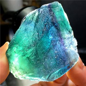 蓝绿萤石原矿原石矿物晶体标本大块毛料水晶碎石消磁把玩家居摆件