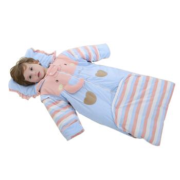 忆爱婴儿睡袋冬款宝宝睡袋防踢被子新生儿童睡袋秋冬季棉质加厚可拆袖