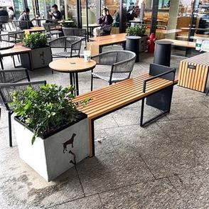 户外长凳座椅花箱组合广场坐凳长椅咖啡店外摆铁艺花盆卡座定制
