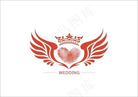 翅膀爱心指纹婚礼logo设计免费格式: ai创意爱心指纹矢量素材免费格式