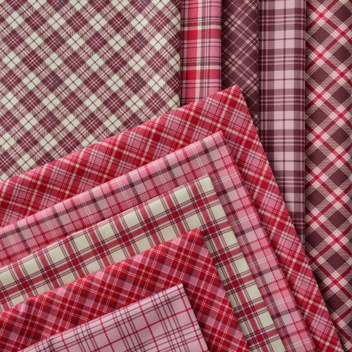 纯棉印花粉红色玛丽喏格子风面料简约经典红色格子布手工洋装布料