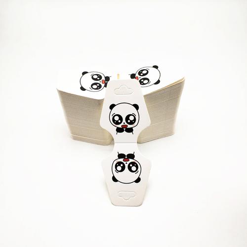 头饰品包装卡纸发圈皮筋纸卡头绳吊牌可爱熊猫卡一捆约200张