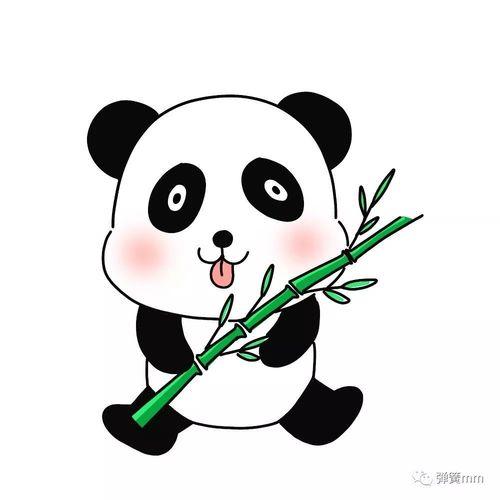 可爱的熊猫吃竹叶的彩色简笔画教程
