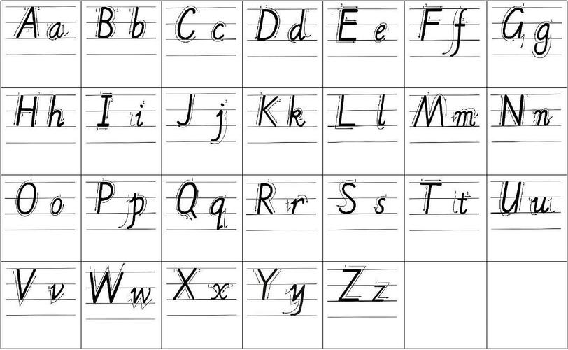 提供小学英语字母(含大小写)正确书写顺序和写法.