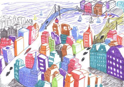 彩绘的城市图片-彩绘的城市素材-彩绘的城市插画-摄图新视界